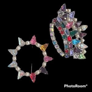 Bundle Signed B. David Brooches Crown and Circle